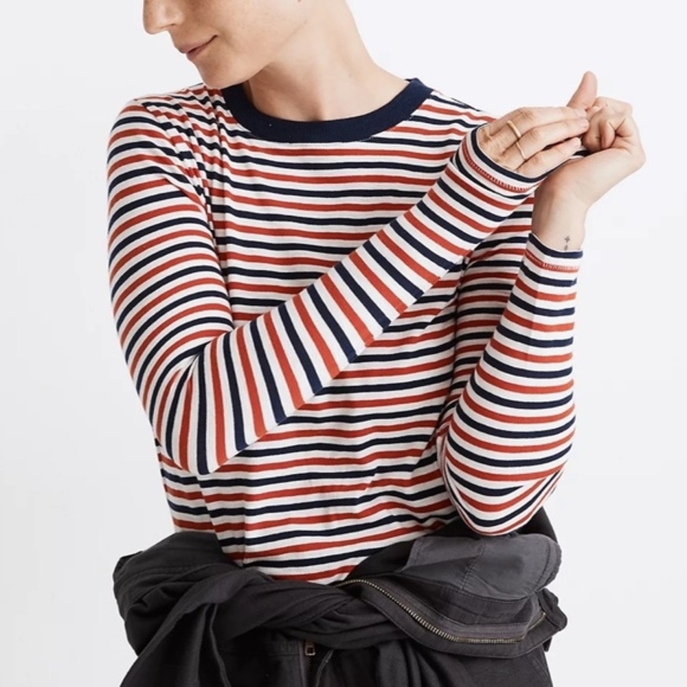 Madewell Whisper Cotton Rib-Crewneck Long-Sleeve Tee (XXS)